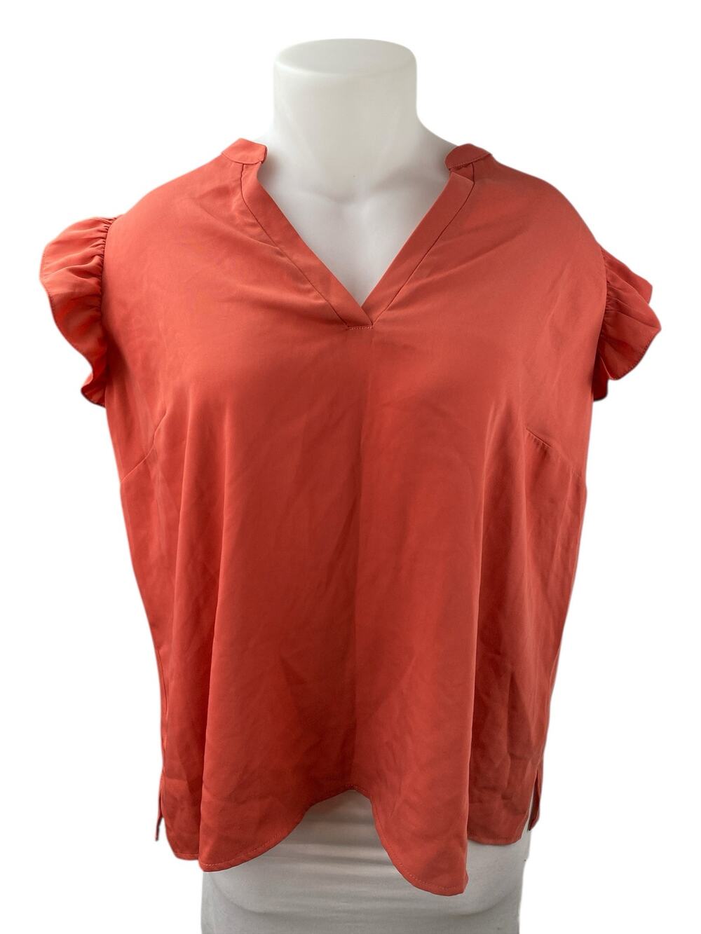 Eloquii Women's Coral Ruffle Sleeve V Neck Casual Pullover Shirt Blouse Top 20